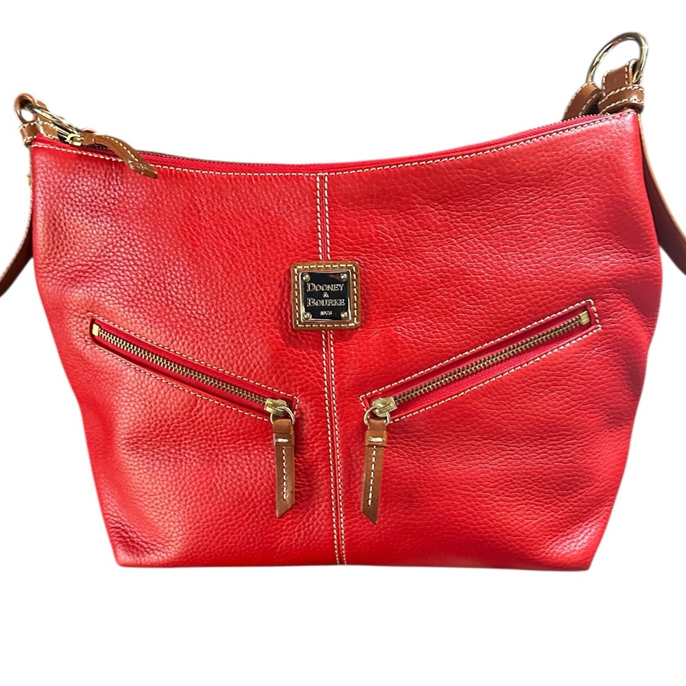 Dooney & Bourke Red Pebble Grain Hobo Shoulder Italian leather Bag. Like new